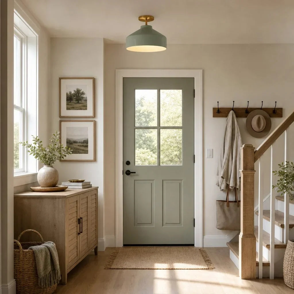 مصباح سقفي بسيط بتصميم إسكندنافي، معدن مطفي، باللون البيج أو الرمادي الدخاني - Lamylie