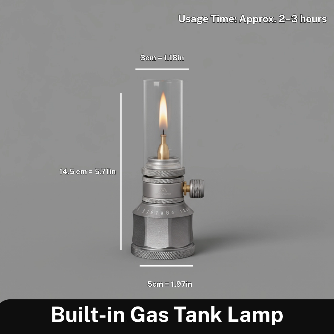Vintage Butane Camping Lamp with Adjustable Flame | Compact Outdoor Light for Hikers and Adventurers - Lamylie