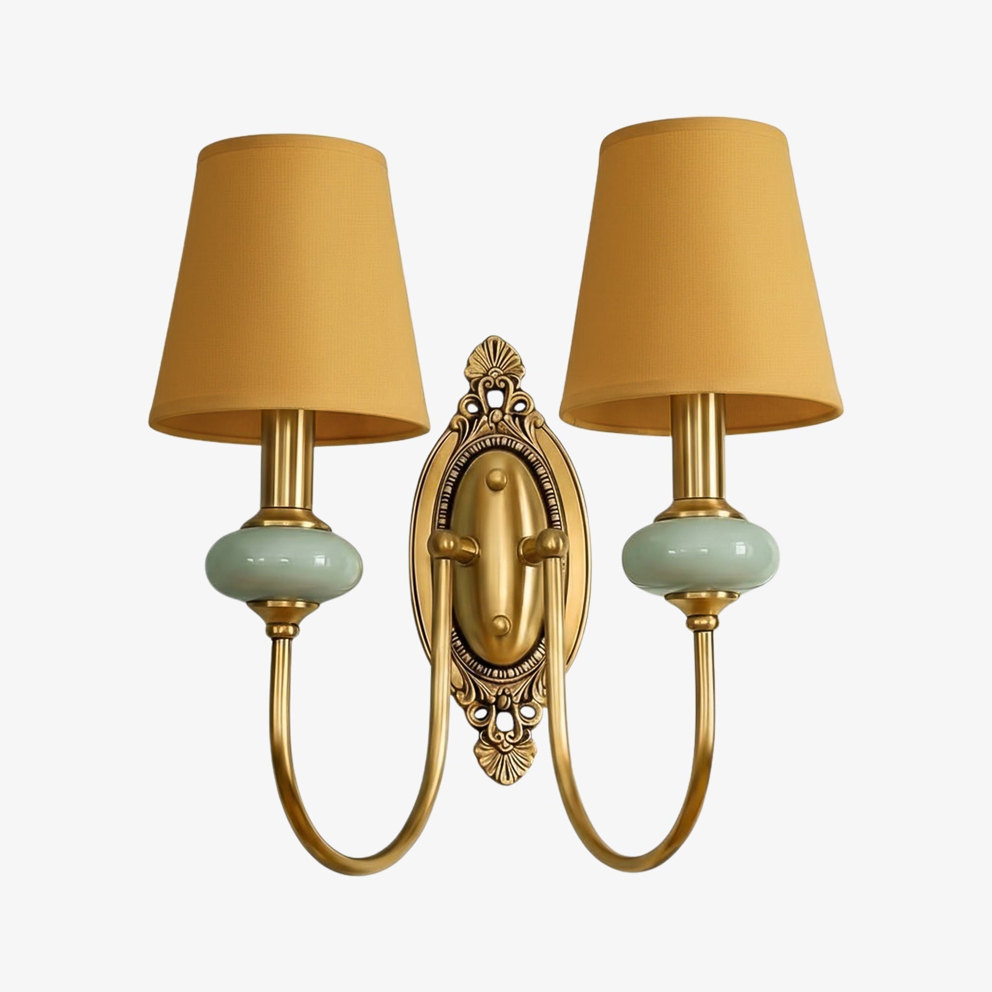 Ceramic Wall Lamp with Fabric Shade - 1 or 2 Light Points - E27 - Various Colors & Styles - Lamylie