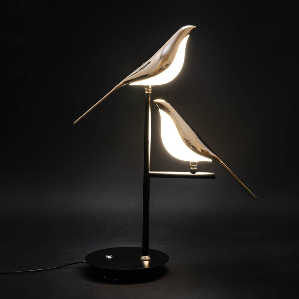 Goldene Vogel-Tischlampe LED Skandinavisches Design Warmweiß Ambientebeleuchtung Wohnzimmer Schlafzimmer Dekorativ - Lamylie