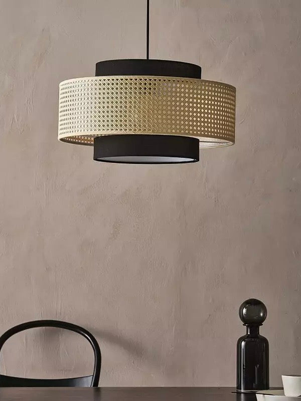 Handwoven Hemp Pendant Lamp in Zen Style | Natural Rattan Drum Lamp for Rustic Atmosphere - Lamylie