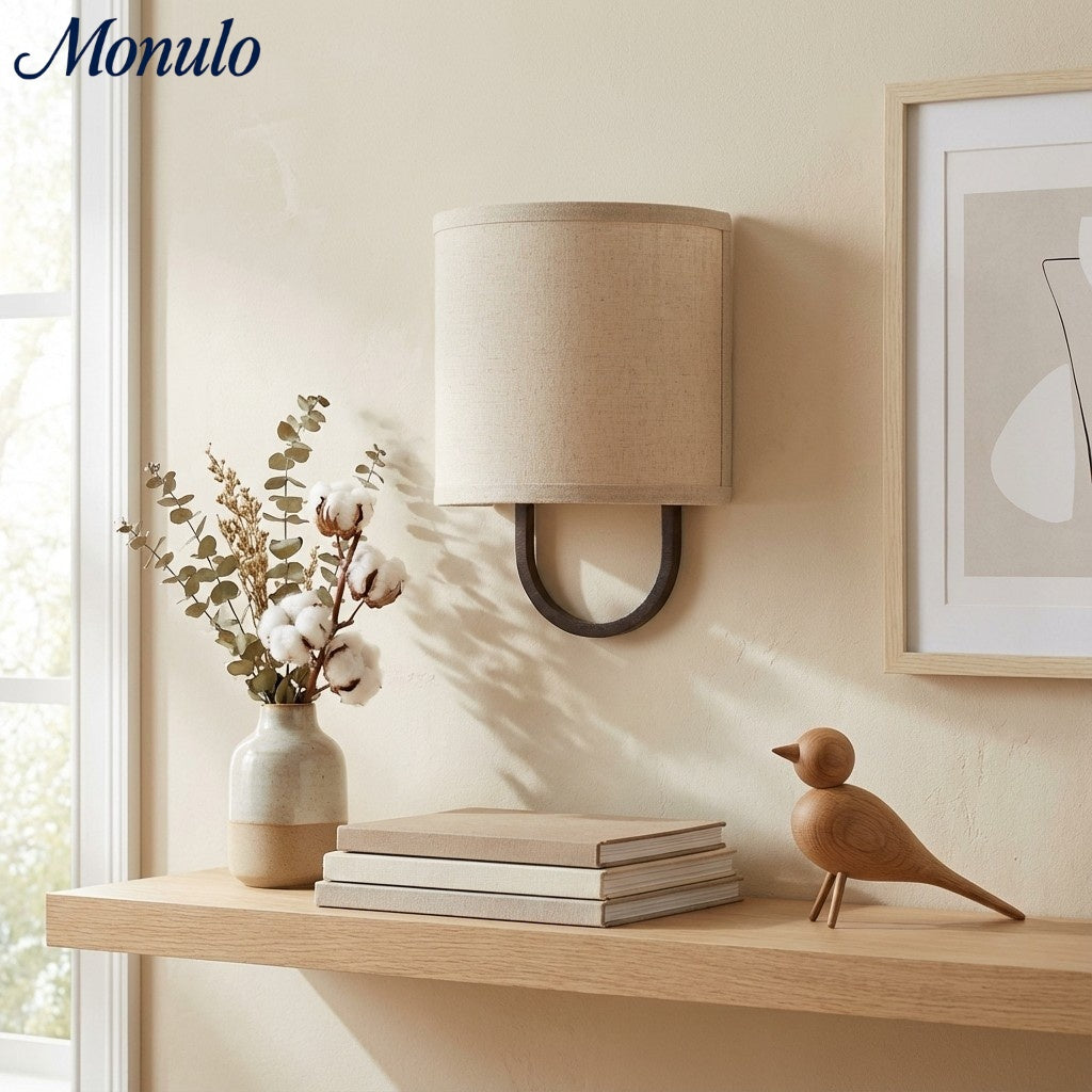 Wall Lamp Fabric Shade | Modern Bedroom Wall Lighting for Cozy Ambiance - Lamylie