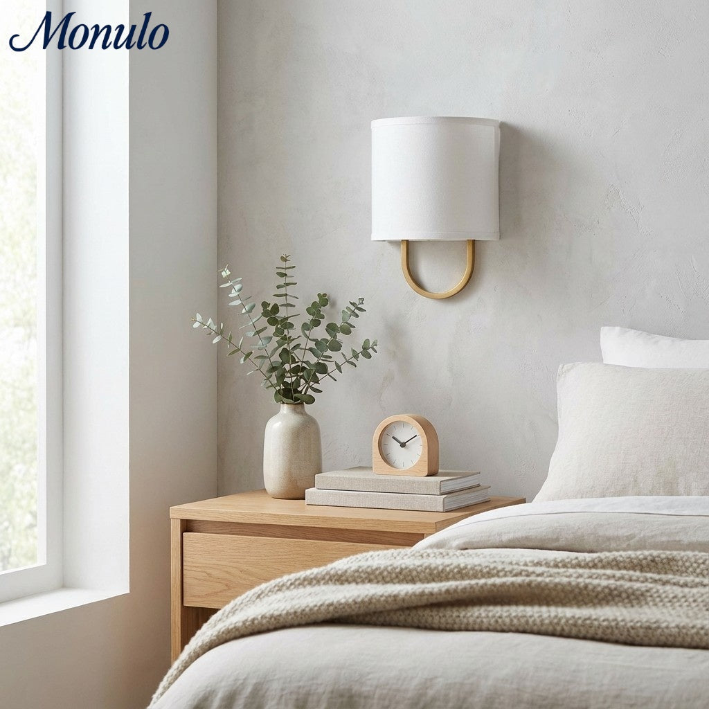 Wall Lamp Fabric Shade | Modern Bedroom Wall Lighting for Cozy Ambiance - Lamylie