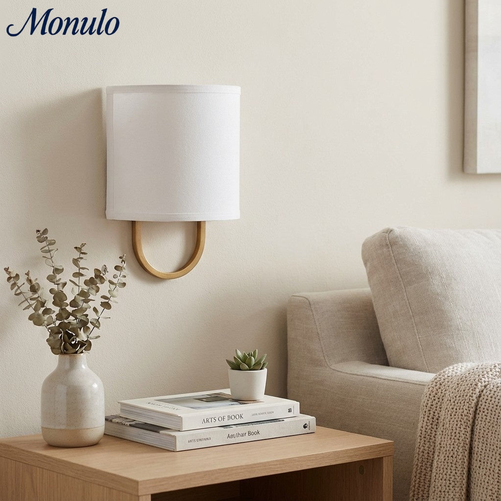 Wall Lamp Fabric Shade | Modern Bedroom Wall Lighting for Cozy Ambiance - Lamylie