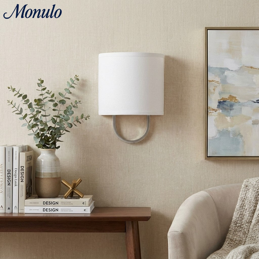 Wall Lamp Fabric Shade | Modern Bedroom Wall Lighting for Cozy Ambiance - Lamylie