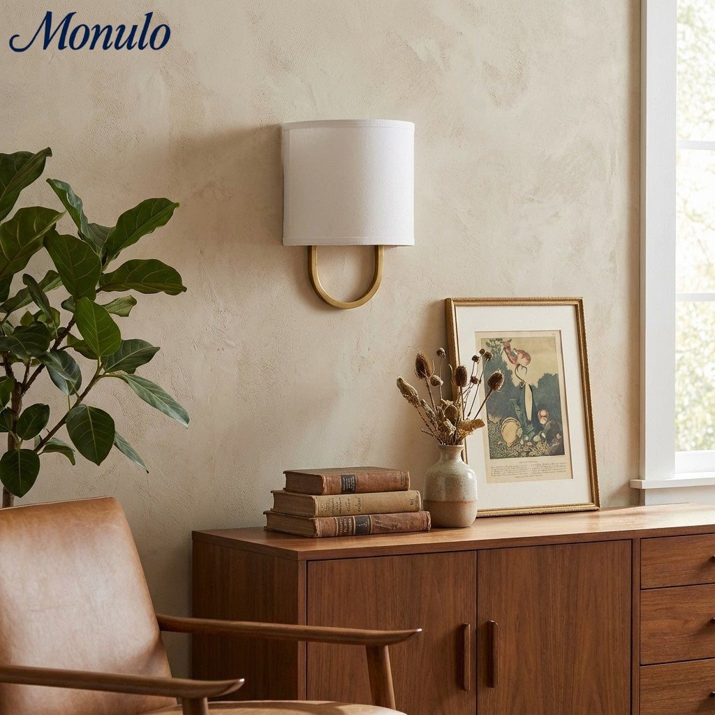 Wall Lamp Fabric Shade | Modern Bedroom Wall Lighting for Cozy Ambiance - Lamylie