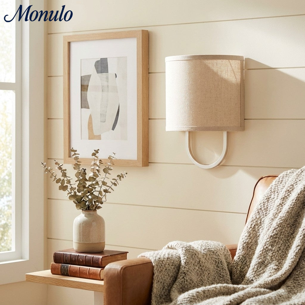 Wall Lamp Fabric Shade | Modern Bedroom Wall Lighting for Cozy Ambiance - Lamylie