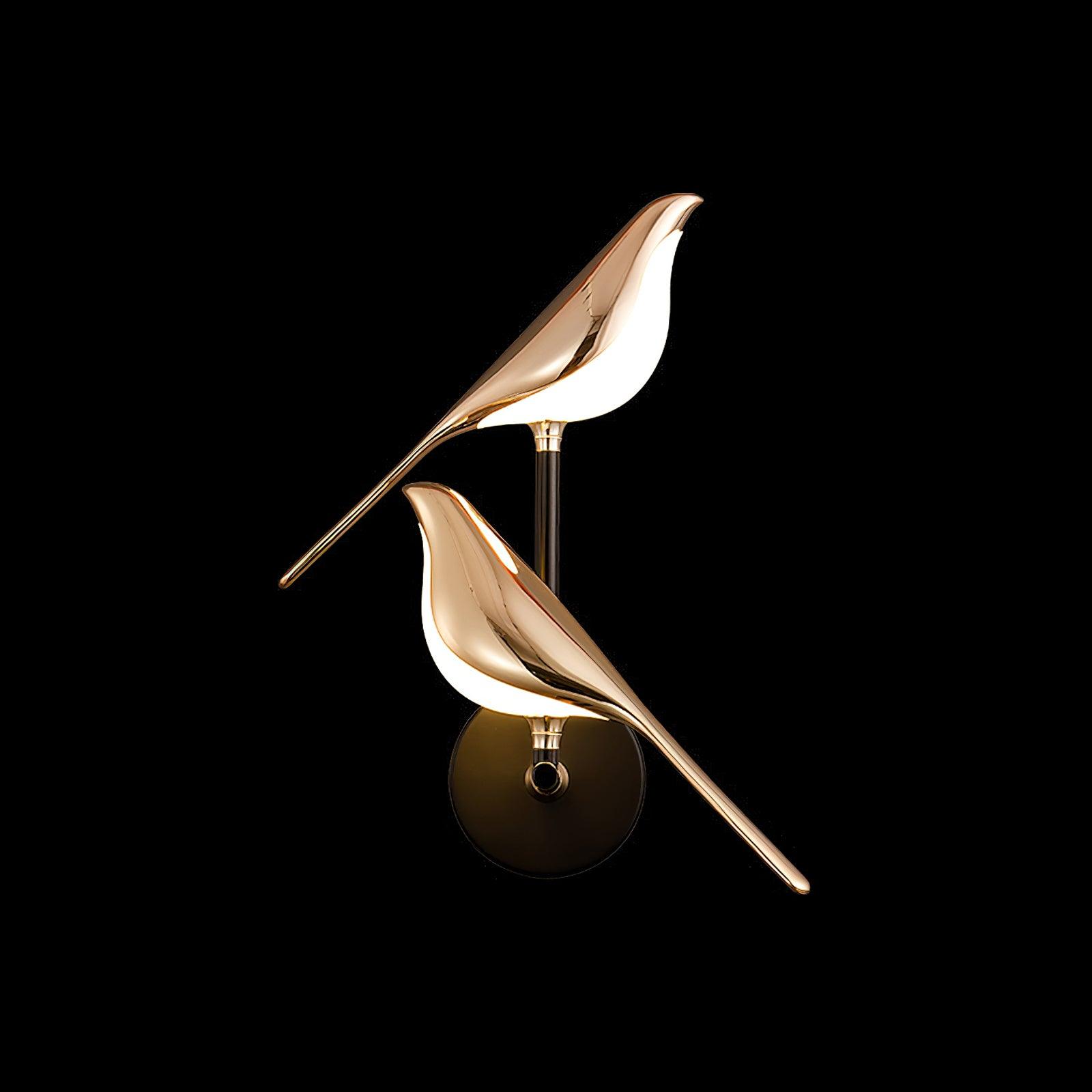 Wall Lamp with Bird Motif and Adjustable Lamp Arms | Black & Rose Gold Design 1 or 2 Light Points Magnetic Bird Modern Decorative Lighting - Lamylie