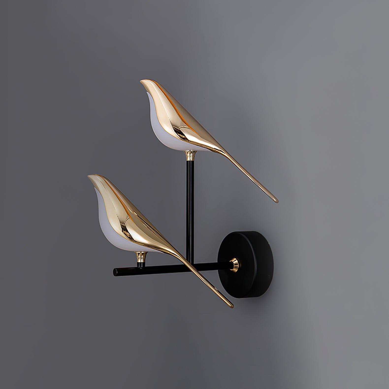 Wall Lamp with Bird Motif and Adjustable Lamp Arms | Black & Rose Gold Design 1 or 2 Light Points Magnetic Bird Modern Decorative Lighting - Lamylie