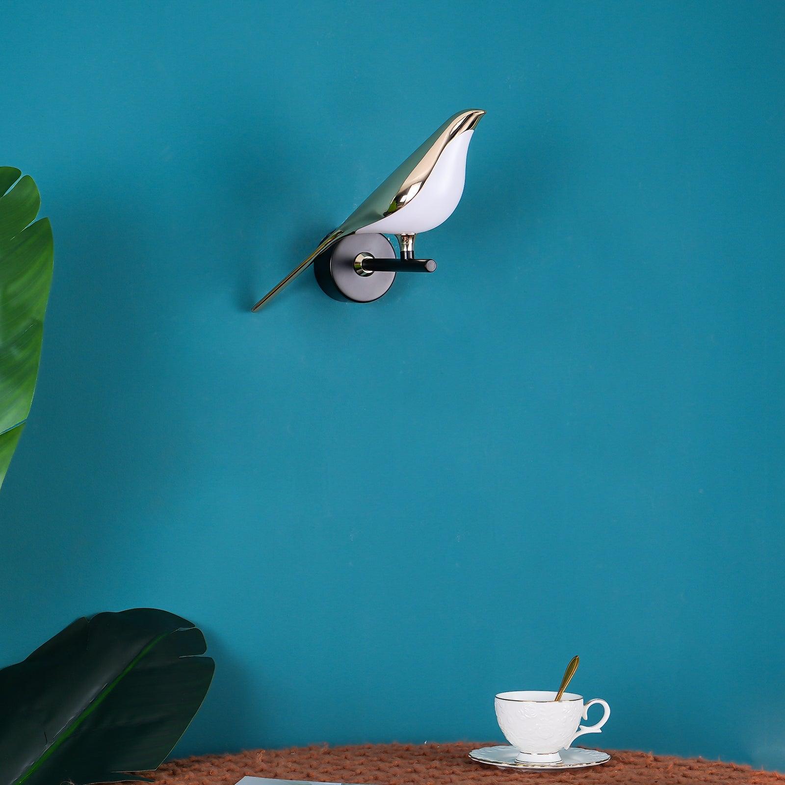 Wall Lamp with Bird Motif and Adjustable Lamp Arms | Black & Rose Gold Design 1 or 2 Light Points Magnetic Bird Modern Decorative Lighting - Lamylie