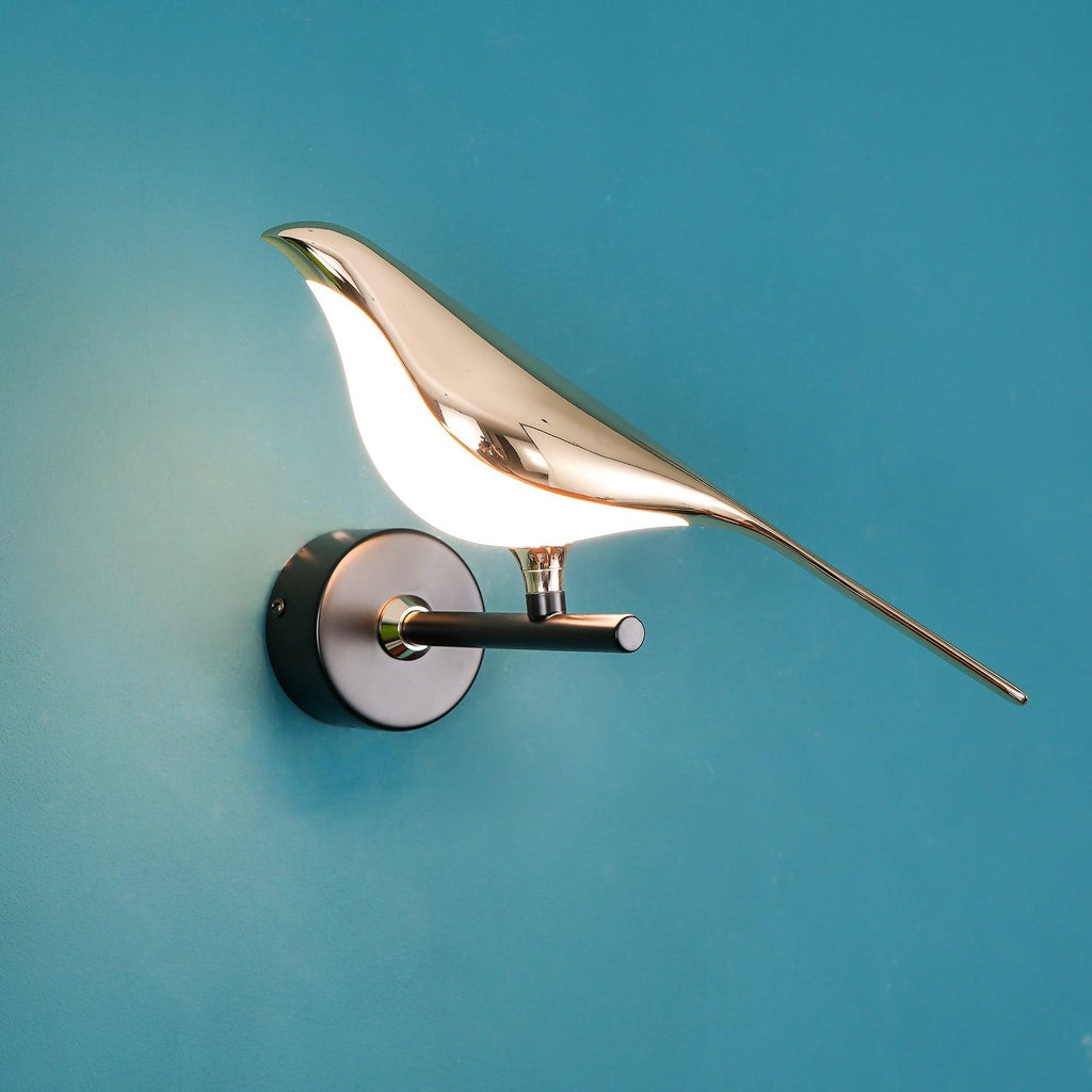 Wall Lamp with Bird Motif and Adjustable Lamp Arms | Black & Rose Gold Design 1 or 2 Light Points Magnetic Bird Modern Decorative Lighting - Lamylie