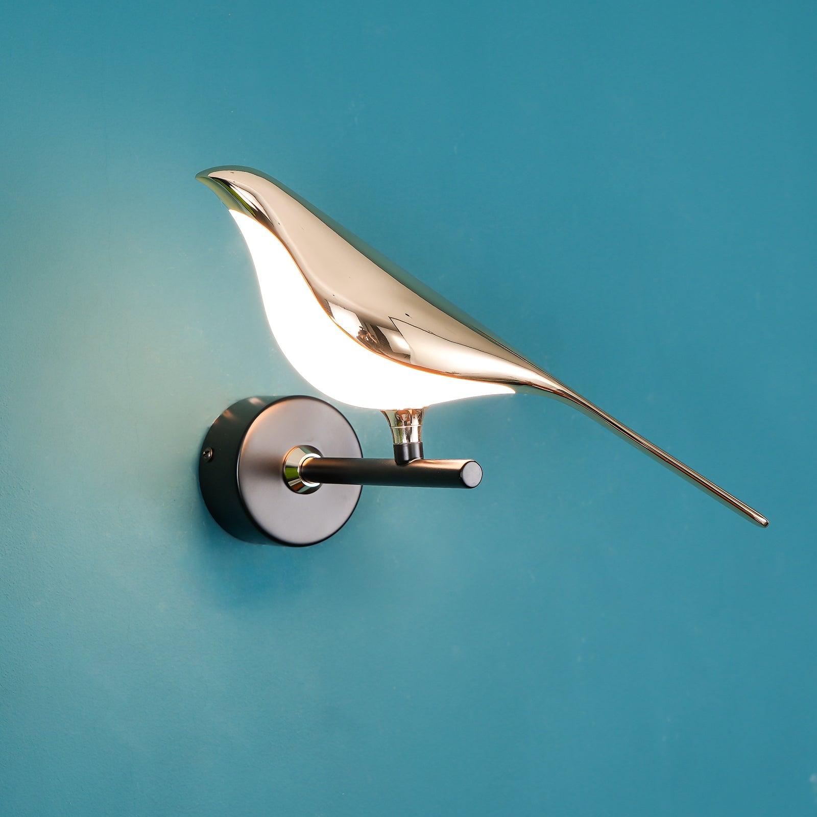Wall Lamp with Bird Motif and Adjustable Lamp Arms | Black & Rose Gold Design 1 or 2 Light Points Magnetic Bird Modern Decorative Lighting - Lamylie