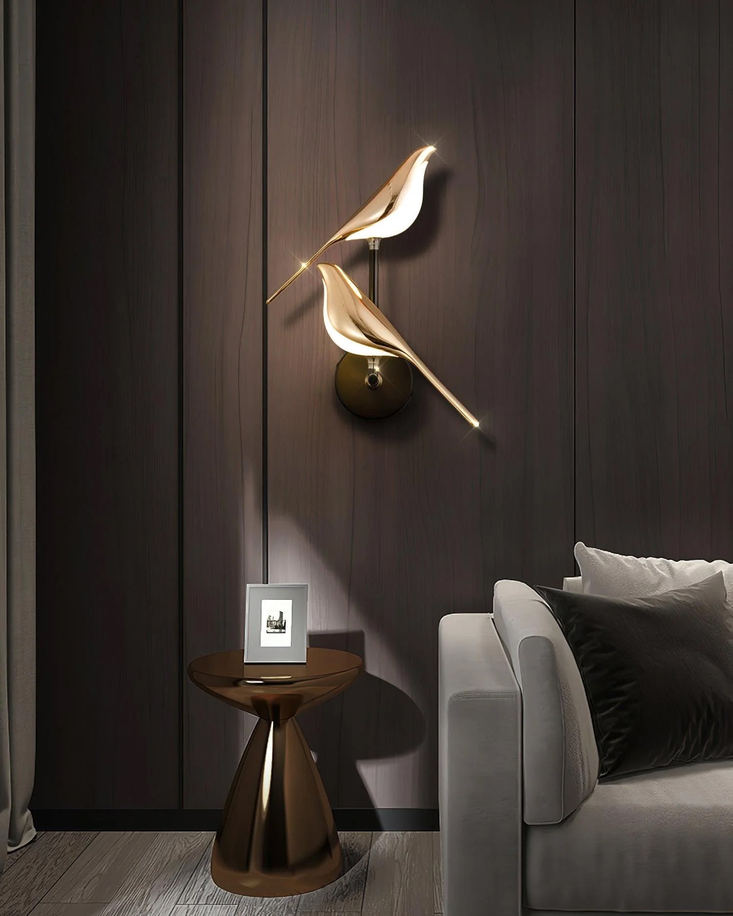 Wall Lamp with Bird Motif and Adjustable Lamp Arms | Black & Rose Gold Design 1 or 2 Light Points Magnetic Bird Modern Decorative Lighting - Lamylie