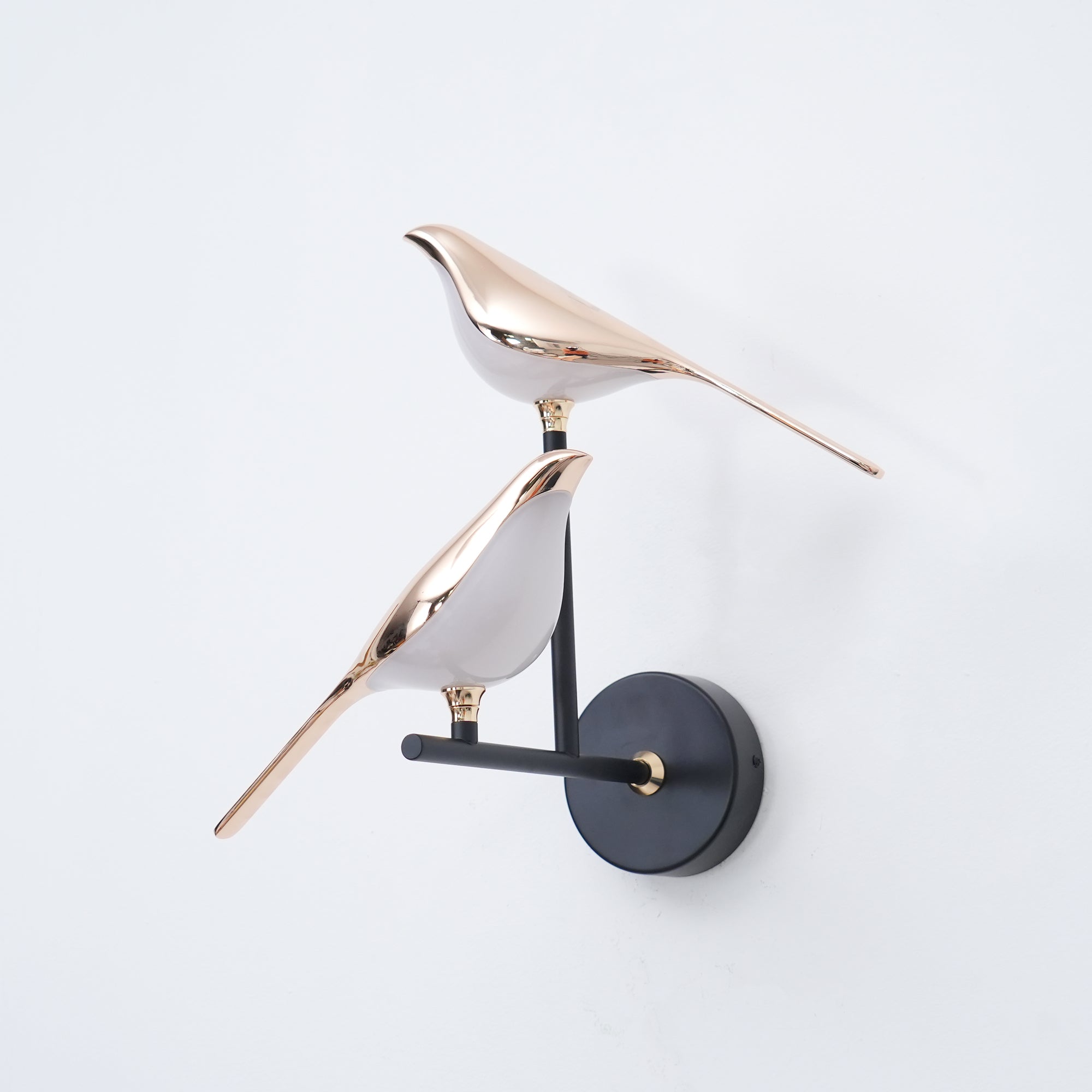 Wall Lamp with Bird Motif and Adjustable Lamp Arms | Black & Rose Gold Design 1 or 2 Light Points Magnetic Bird Modern Decorative Lighting - Lamylie