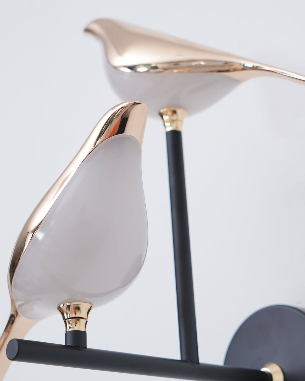 Wall Lamp with Bird Motif and Adjustable Lamp Arms | Black & Rose Gold Design 1 or 2 Light Points Magnetic Bird Modern Decorative Lighting - Lamylie
