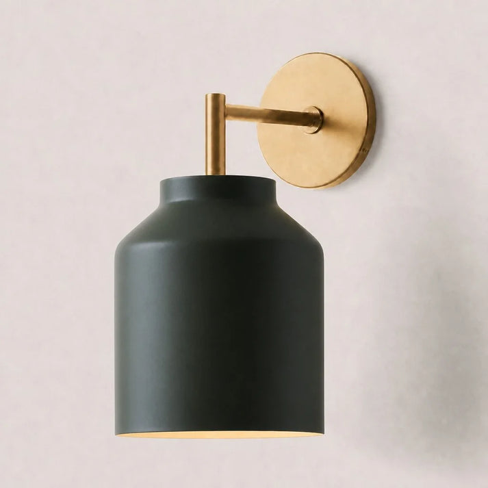 Wall Lamp with Milk Glass Shade and Metal Accents Minimalist Design Ambient Lamp Hall Hallway Bedroom - Lamylie
