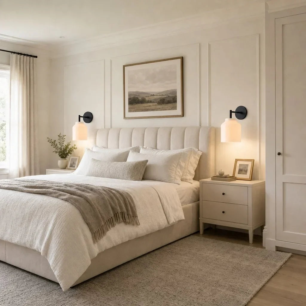 Lampă de perete metalică, cu finisaj mat minimalist, în stil scandinav, lumină ambientală pentru dormitor, hol sau living - Lamylie