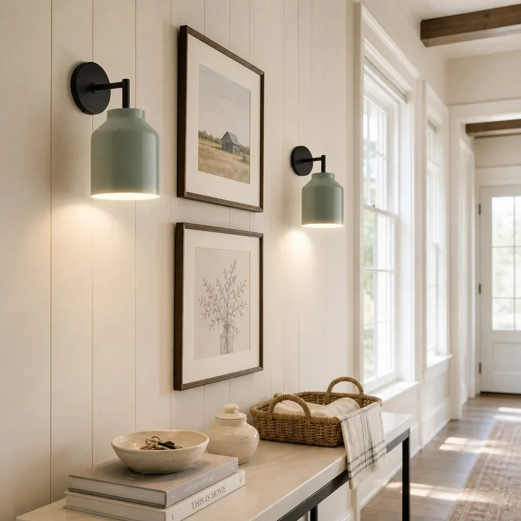 Lampă de perete metalică, cu finisaj mat minimalist, în stil scandinav, lumină ambientală pentru dormitor, hol sau living - Lamylie