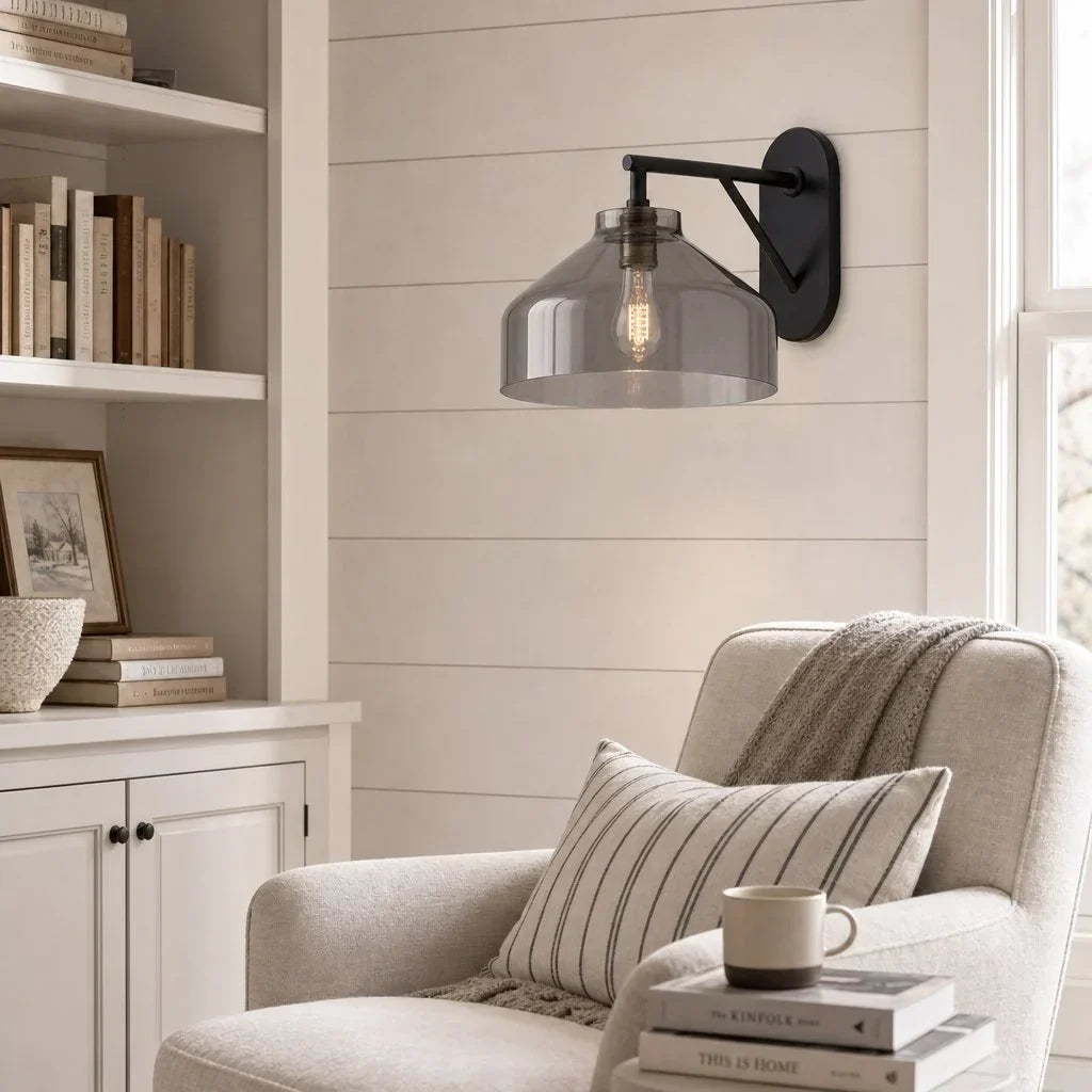 Lampă de perete metalică, cu finisaj mat minimalist, în stil scandinav, lumină ambientală pentru dormitor, hol sau living - Lamylie