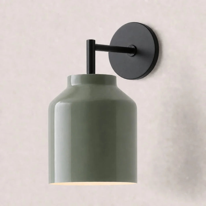 Wall Lamp with Milk Glass Shade and Metal Accents Minimalist Design Ambient Lamp Hall Hallway Bedroom - Lamylie