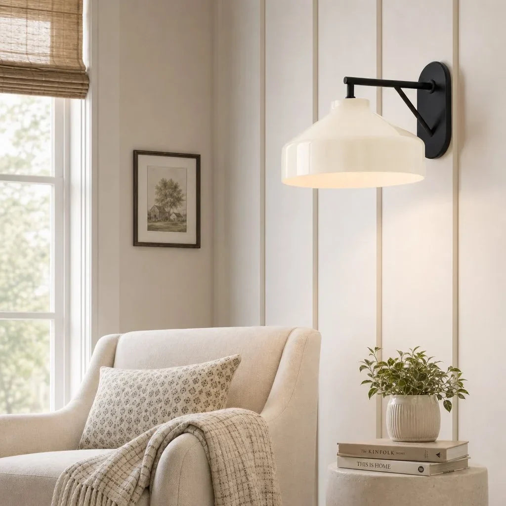 Lampă de perete metalică, cu finisaj mat minimalist, în stil scandinav, lumină ambientală pentru dormitor, hol sau living - Lamylie