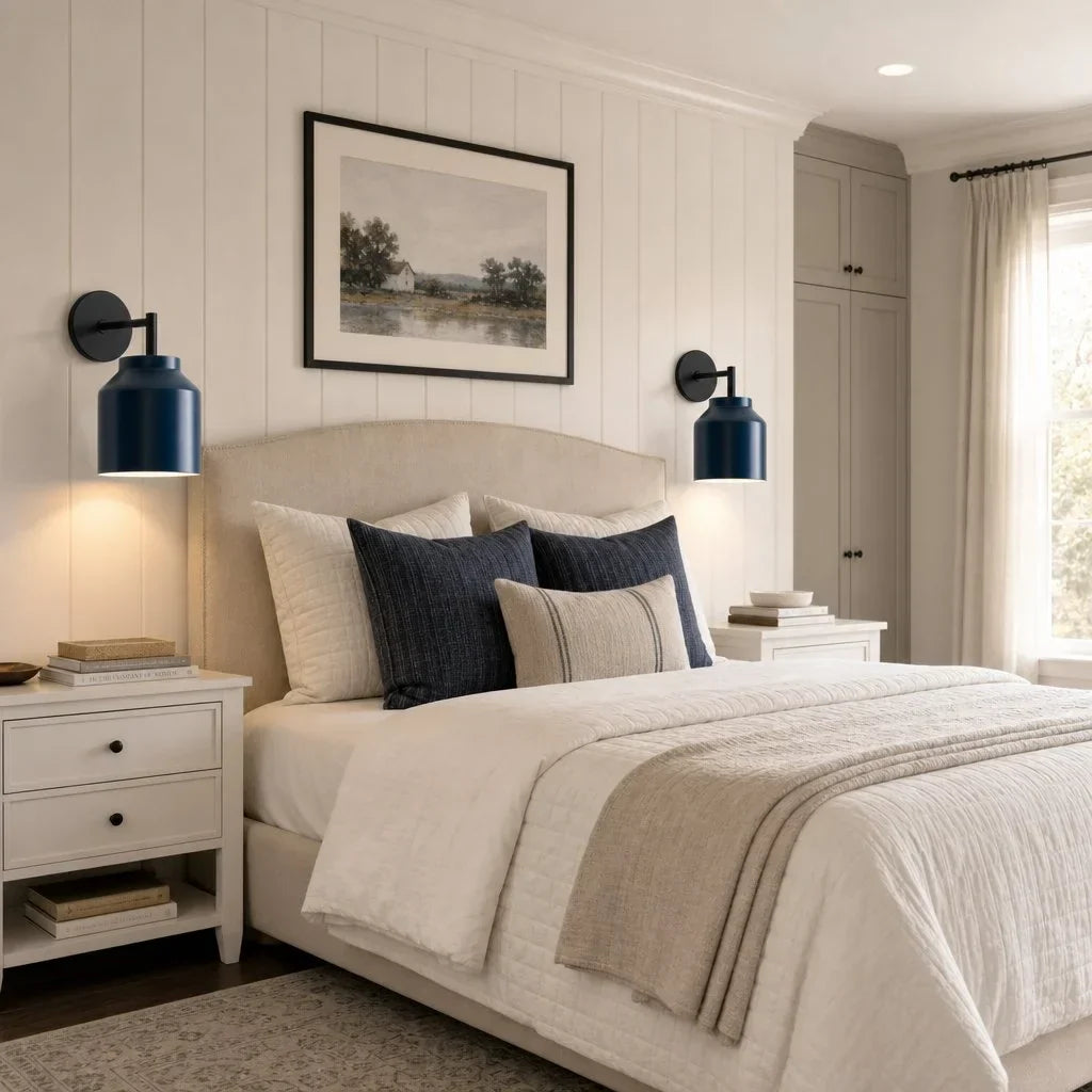 Lampă de perete metalică, cu finisaj mat minimalist, în stil scandinav, lumină ambientală pentru dormitor, hol sau living - Lamylie