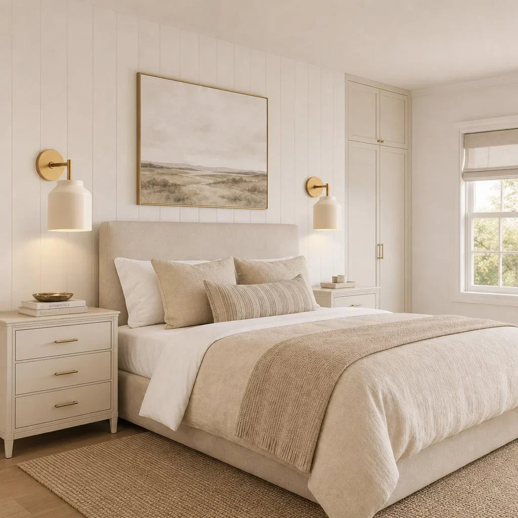 Lampă de perete metalică, cu finisaj mat minimalist, în stil scandinav, lumină ambientală pentru dormitor, hol sau living - Lamylie