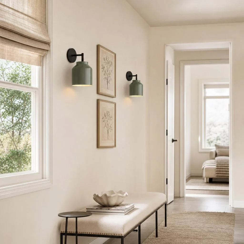 Lampă de perete metalică, cu finisaj mat minimalist, în stil scandinav, lumină ambientală pentru dormitor, hol sau living - Lamylie