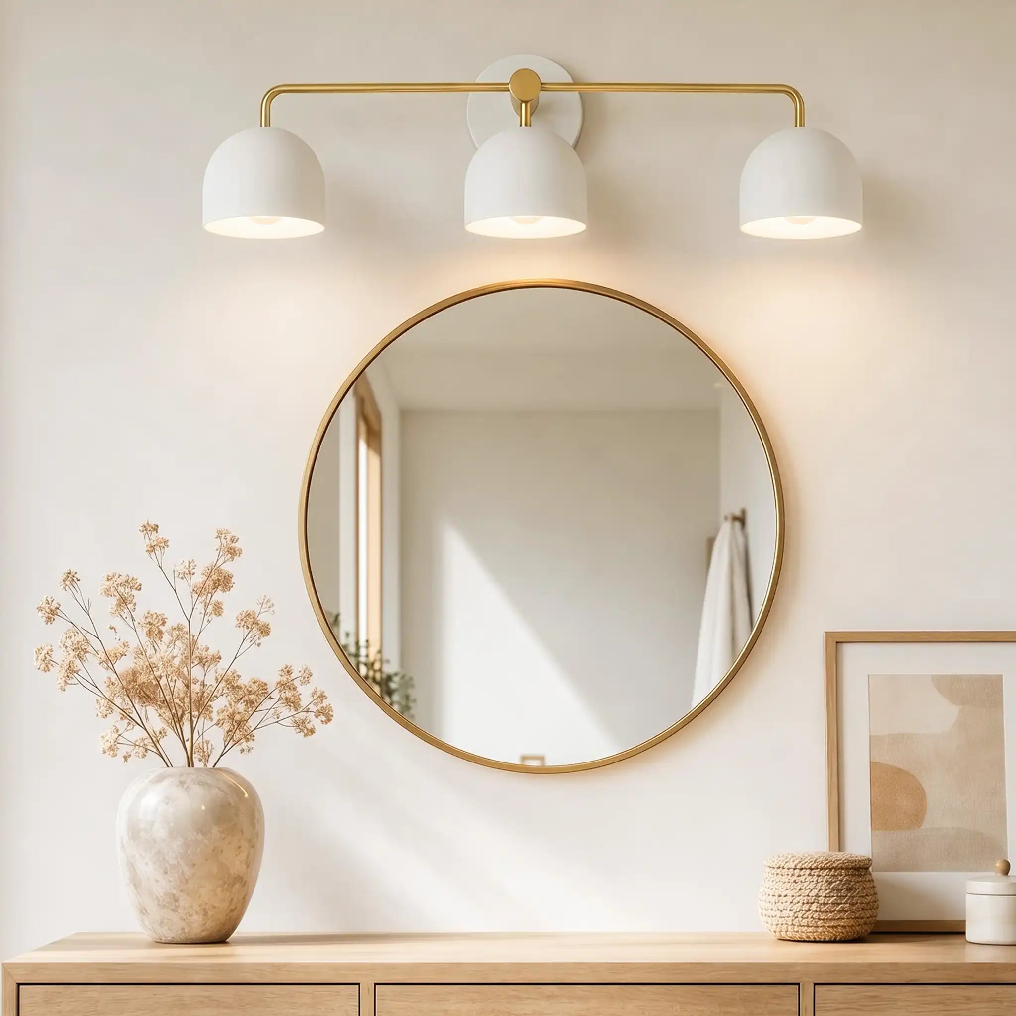 Nástěnné svítidlo s kopulovitými stínidly, moderní skandinávský styl, černý kov a mosaz, 2–3 světelné body, ambientní osvětlení do koupelny, chodby a ložnice – Lamylie