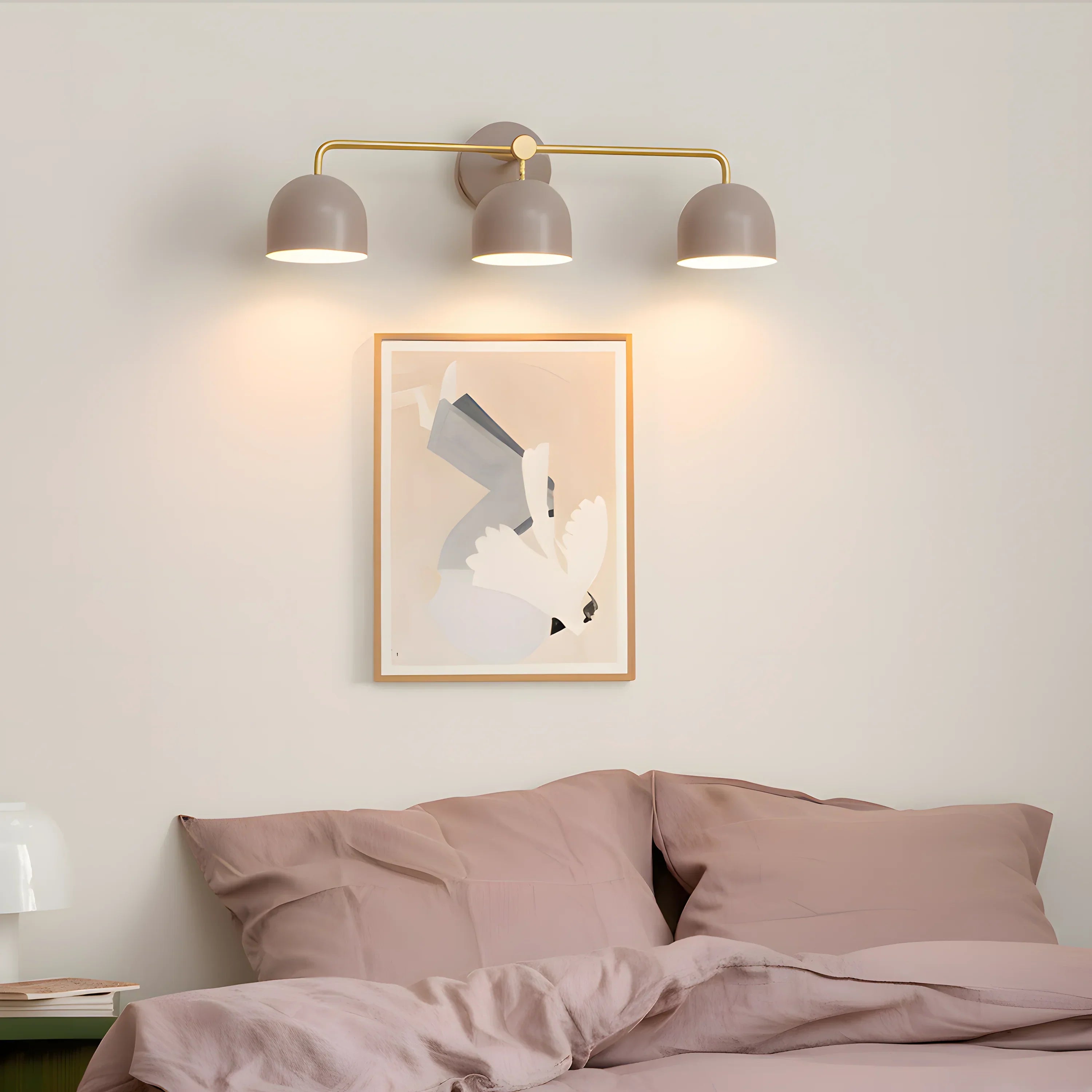 Væglampe med kuppelskærme, moderne skandinavisk design i sort metal og messing, 2-3 lyspunkter, stemningsbelysning til badeværelse, entré og soveværelse - Lamylie