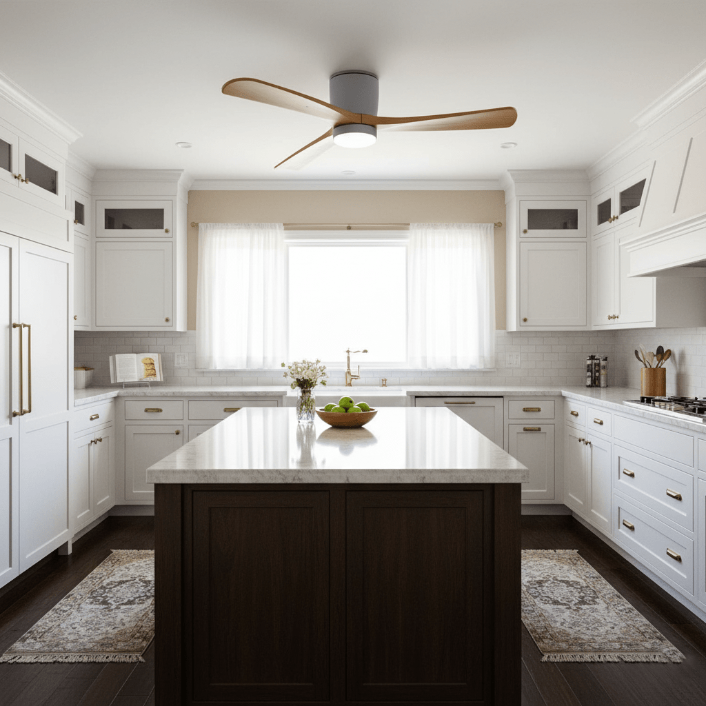 Ventilateur de plafond avec éclairage, design scandinave en bois, 106/122/132 cm, à intensité variable avec télécommande, ventilateur de plafond avec lampe LED, pales en bois, salon, chambre, salle à manger – Lamylie