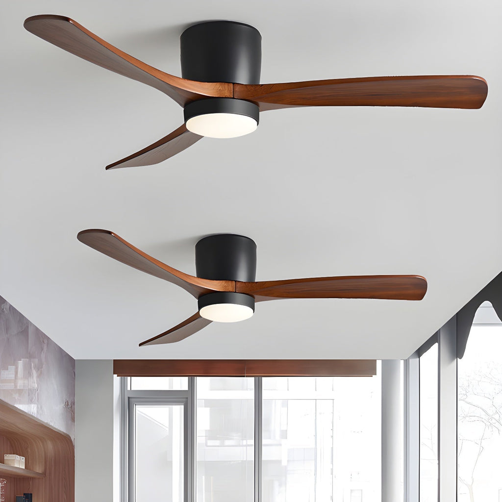 Ventilateur de plafond avec éclairage, design scandinave en bois, 106/122/132 cm, à intensité variable avec télécommande, ventilateur de plafond avec lampe LED, pales en bois, salon, chambre, salle à manger – Lamylie