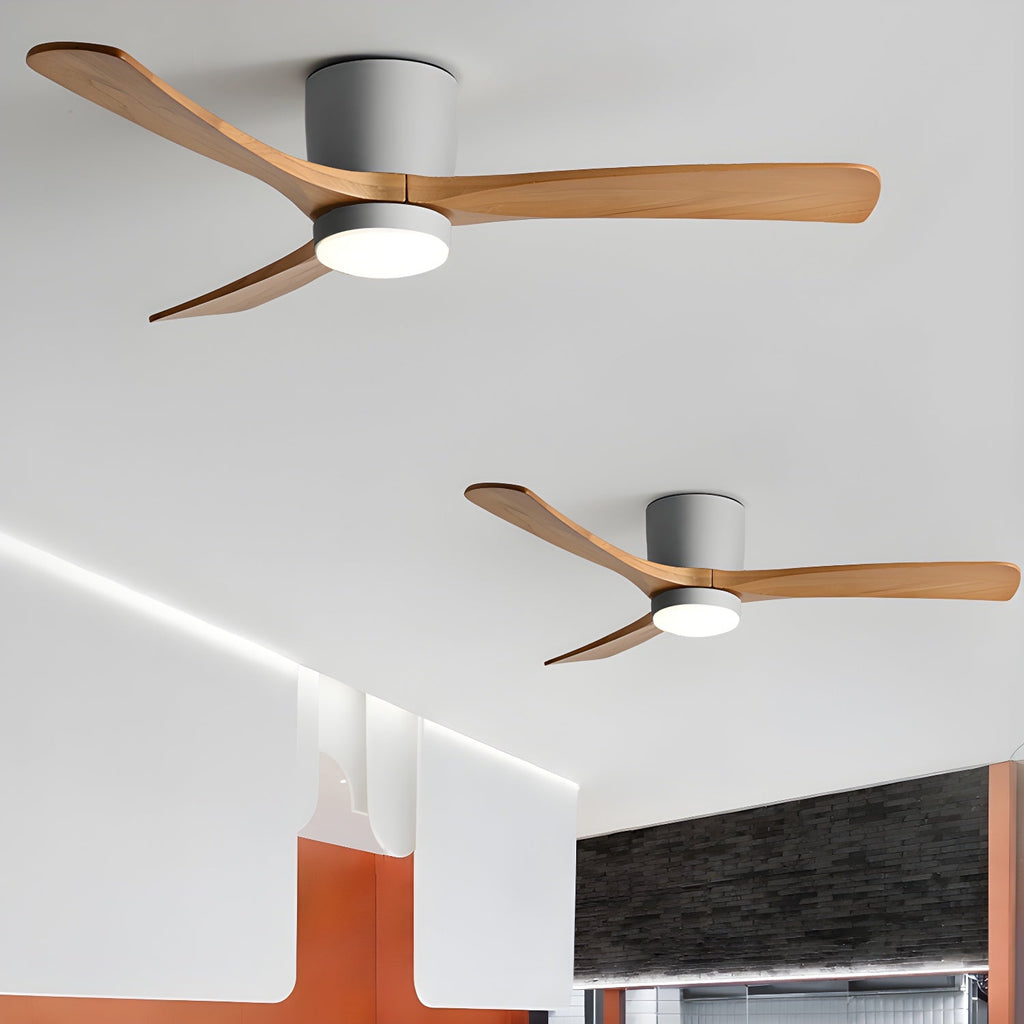 Ventilateur de plafond avec éclairage, design scandinave en bois, 106/122/132 cm, à intensité variable avec télécommande, ventilateur de plafond avec lampe LED, pales en bois, salon, chambre, salle à manger – Lamylie