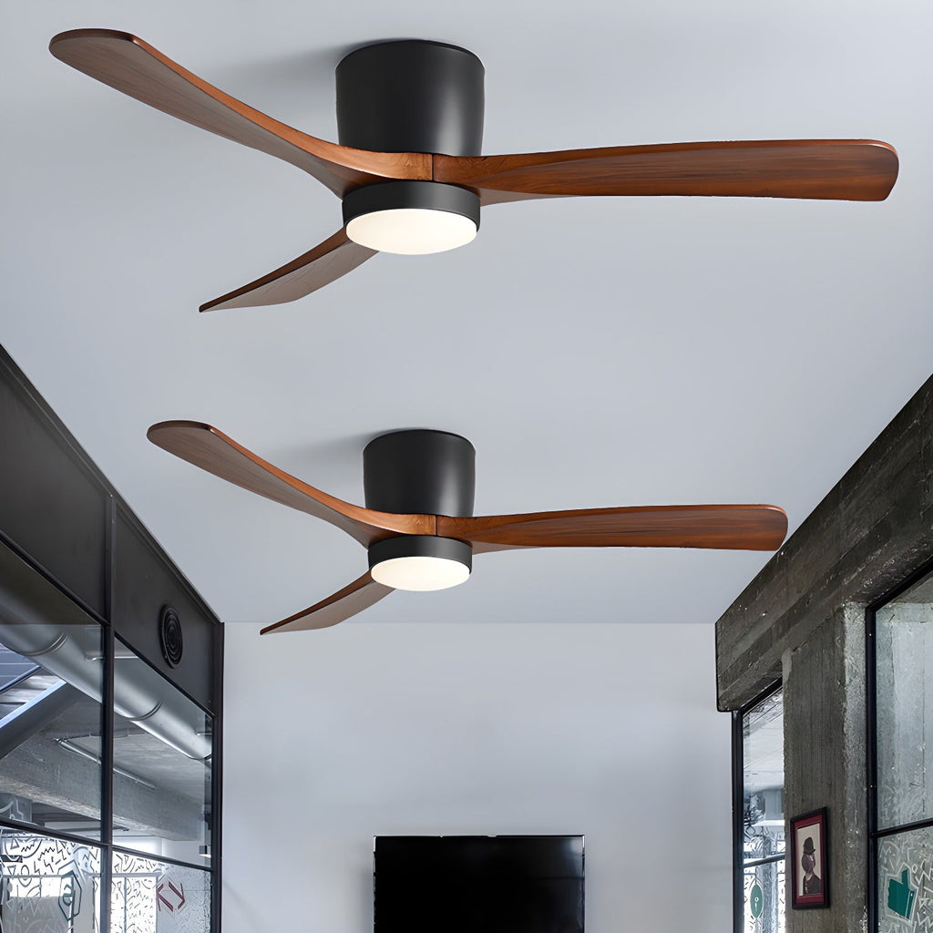 Ventilateur de plafond avec éclairage, design scandinave en bois, 106/122/132 cm, à intensité variable avec télécommande, ventilateur de plafond avec lampe LED, pales en bois, salon, chambre, salle à manger – Lamylie