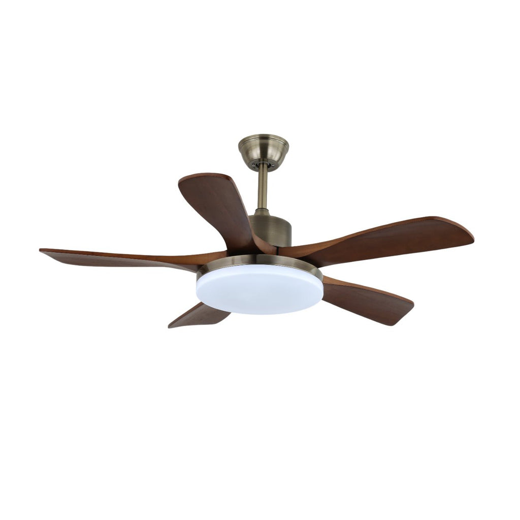 Wentylator sufitowy z oświetleniem, drewniane łopatki, metalowa rama, 106/132 cm, skandynawski design, 6 prędkości, pilot zdalnego sterowania - Lamylie