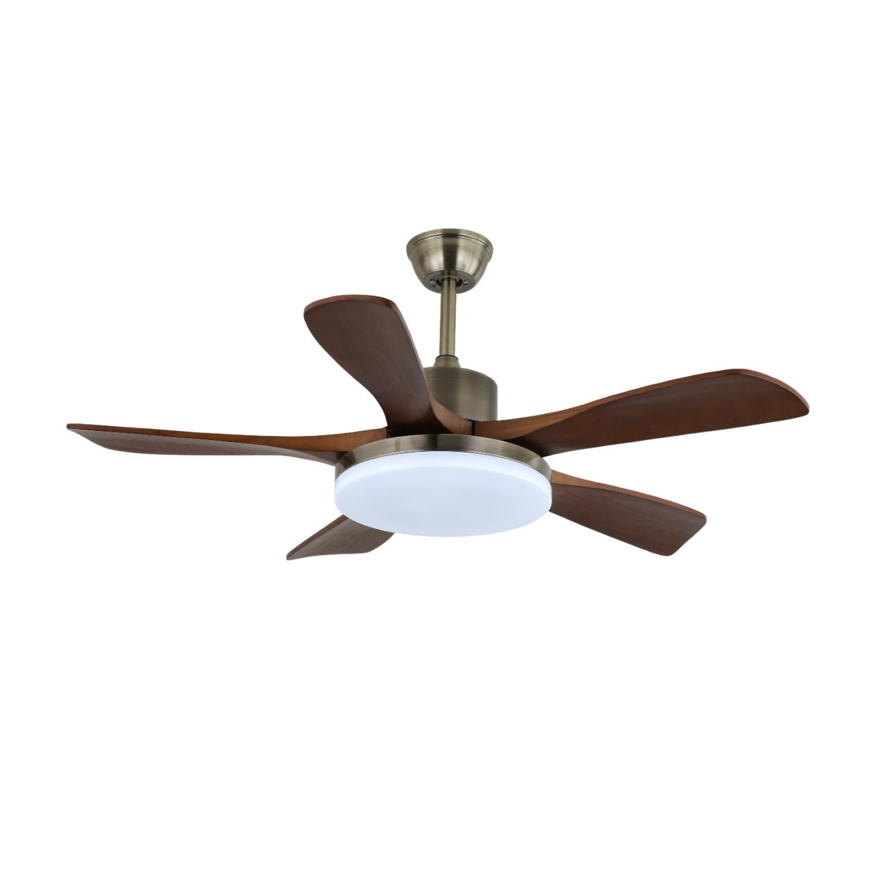 Wentylator sufitowy z oświetleniem, drewniane łopatki, metalowa rama, 106/132 cm, skandynawski design, 6 prędkości, pilot zdalnego sterowania - Lamylie