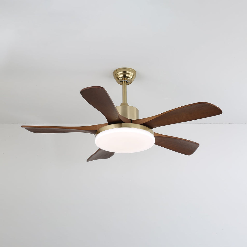 Wentylator sufitowy z oświetleniem, drewniane łopatki, metalowa rama, 106/132 cm, skandynawski design, 6 prędkości, pilot zdalnego sterowania - Lamylie