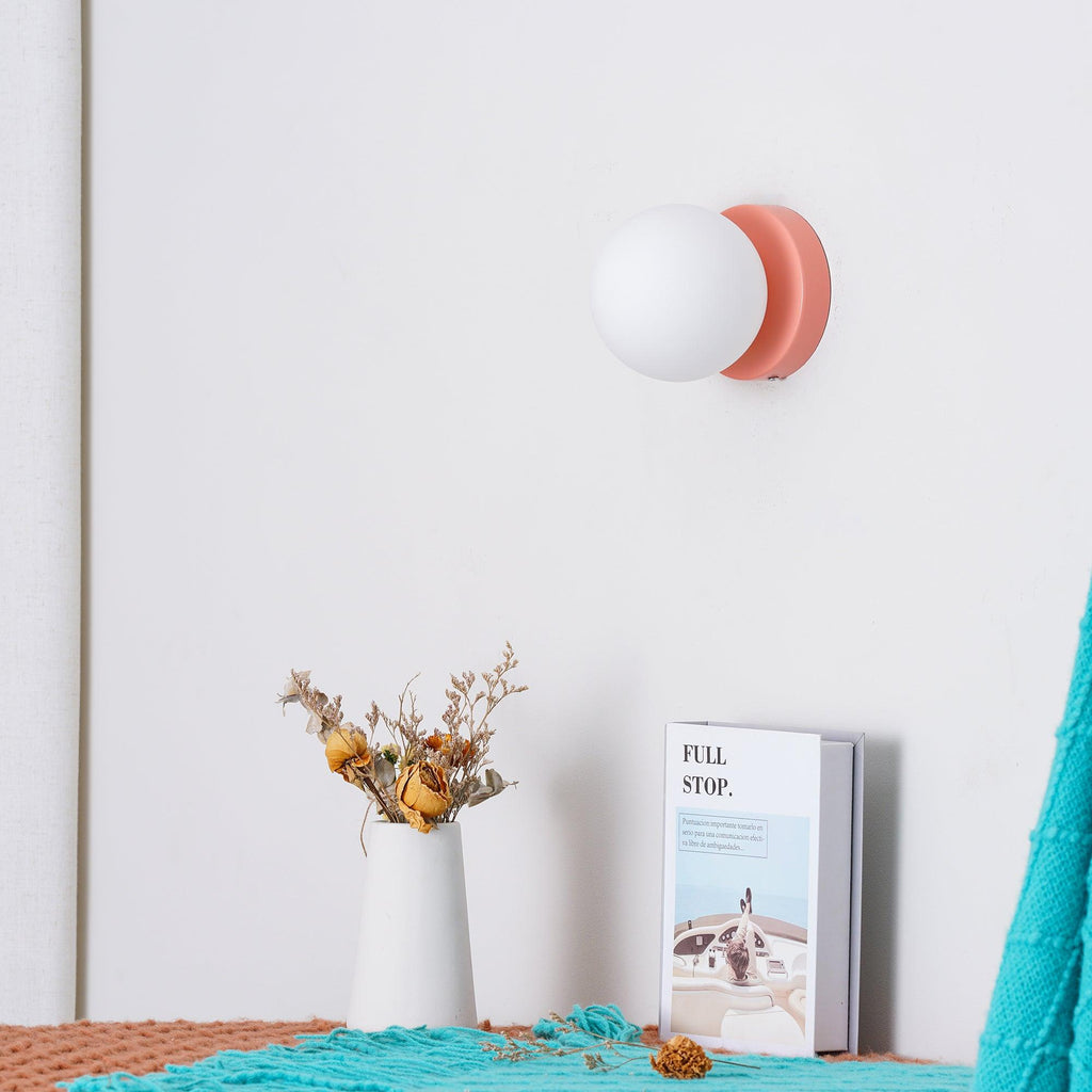 Nuvol Wandleuchte — Metall-Wandspot mit Glasglobus ø12cm — Kompakte Wandbeleuchtung in 5 Farben - Lamylie
