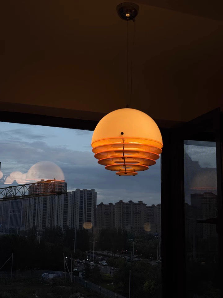 Stylish Pendant Lamp Bauhaus Design Orange-White Ambient Lighting for Modern Interiors - Lamylie