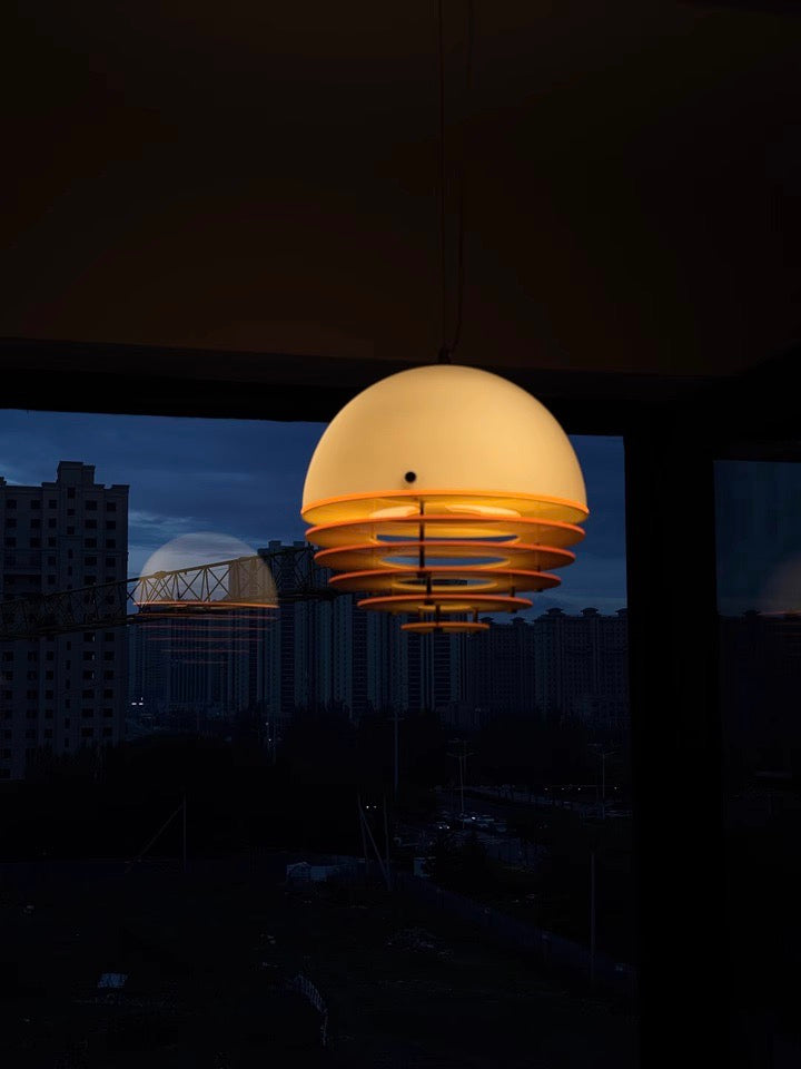 Stylish Pendant Lamp Bauhaus Design Orange-White Ambient Lighting for Modern Interiors - Lamylie