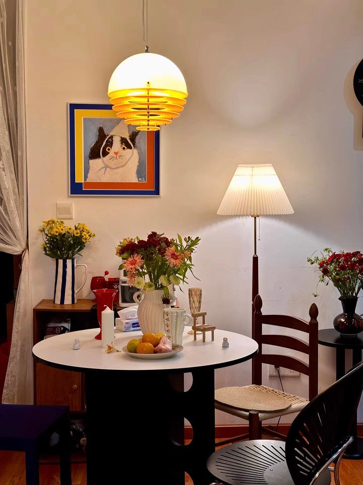 Stylish Pendant Lamp Bauhaus Design Orange-White Ambient Lighting for Modern Interiors - Lamylie