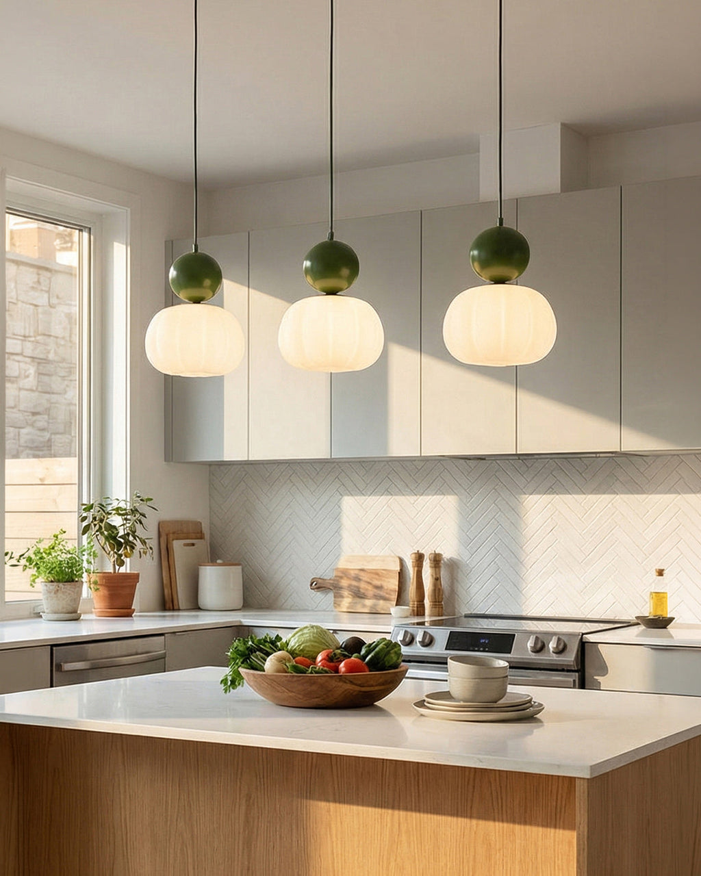 Geometric Pendant Lamp Bauhaus Design Metal Glass E27 | 1 or 3 Light Points Dimmable Ambient Lighting - Lamylie