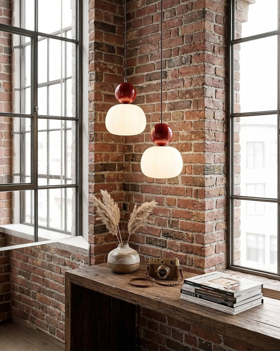 Geometric Pendant Lamp Bauhaus Design Metal Glass E27 | 1 or 3 Light Points Dimmable Ambient Lighting - Lamylie
