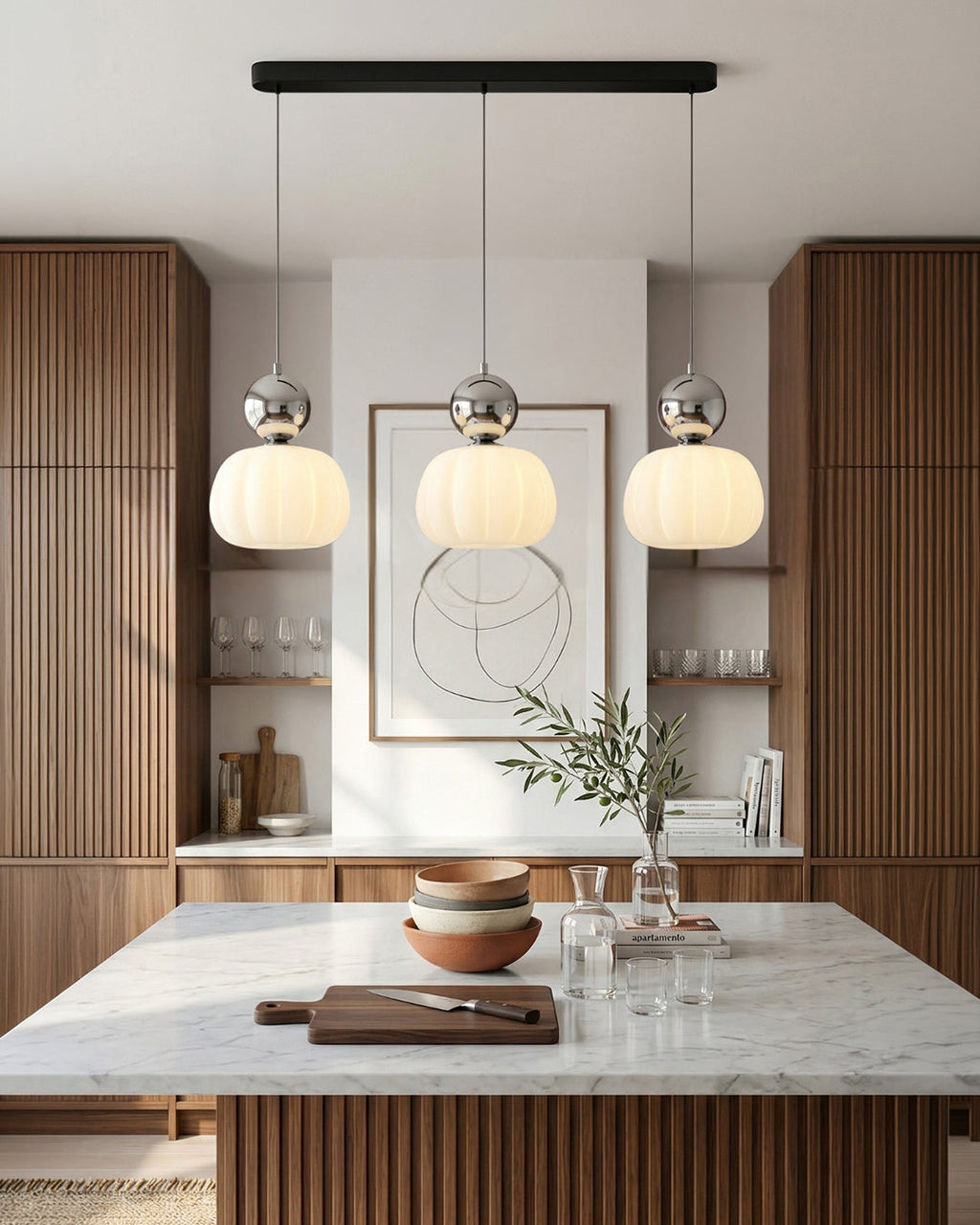 Geometric Pendant Lamp Bauhaus Design Metal Glass E27 | 1 or 3 Light Points Dimmable Ambient Lighting - Lamylie