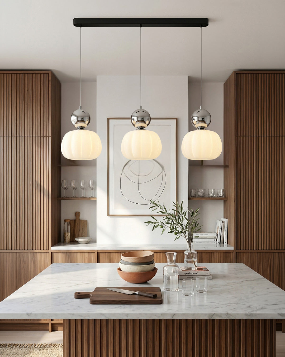 Geometric Pendant Lamp Bauhaus Design Metal Glass E27 | 1 or 3 Light Points Dimmable Ambient Lighting - Lamylie