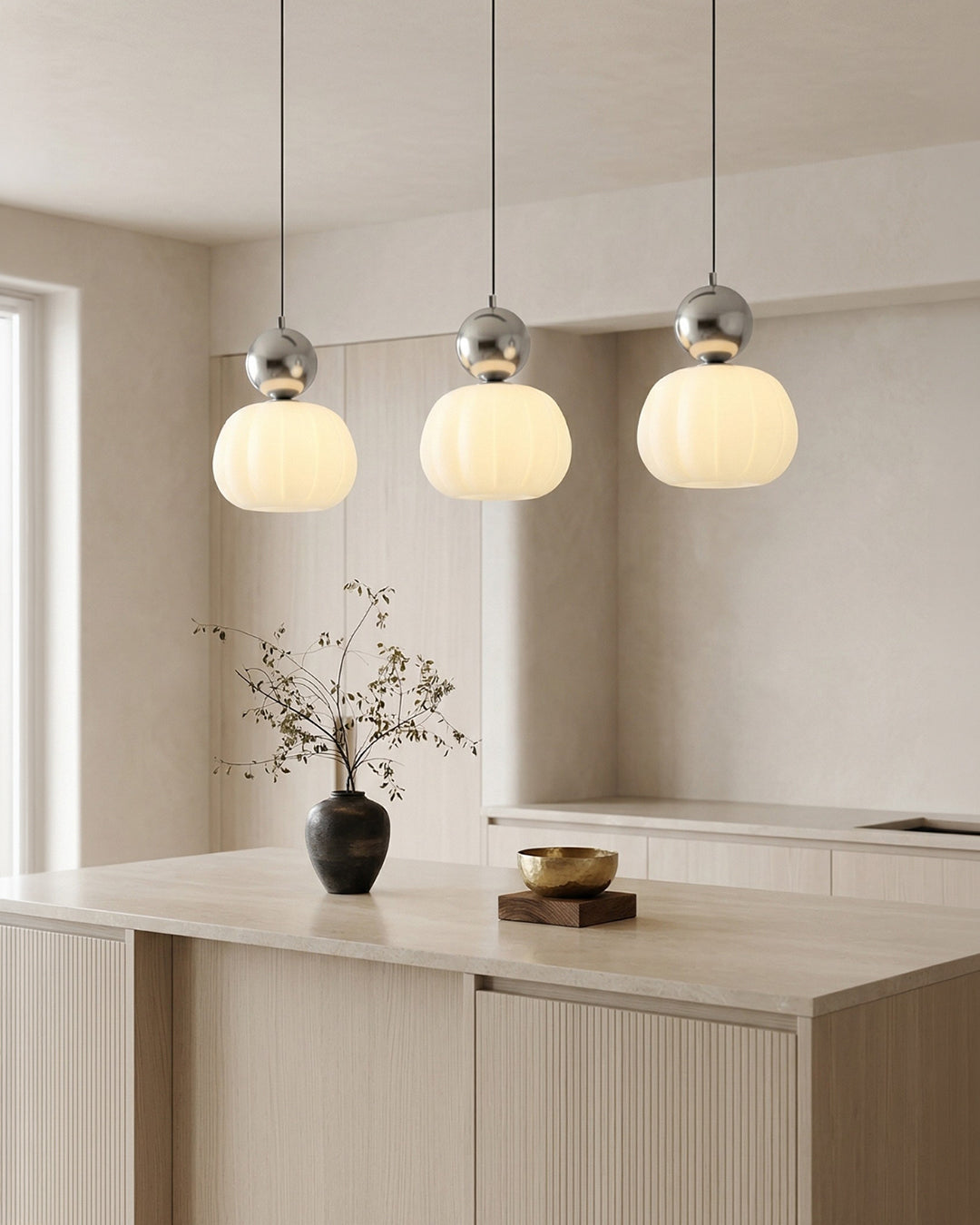 Geometric Pendant Lamp Bauhaus Design Metal Glass E27 | 1 or 3 Light Points Dimmable Ambient Lighting - Lamylie