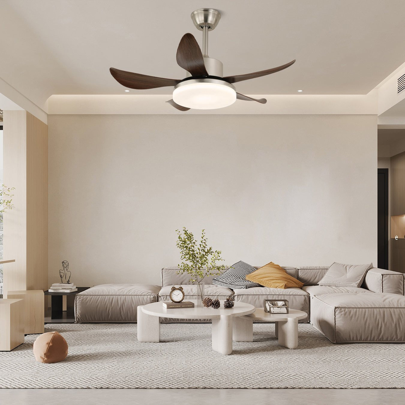 Ventilator de tavan modern din lemn Nerra cu iluminare | Ø91 cm - Lamylie