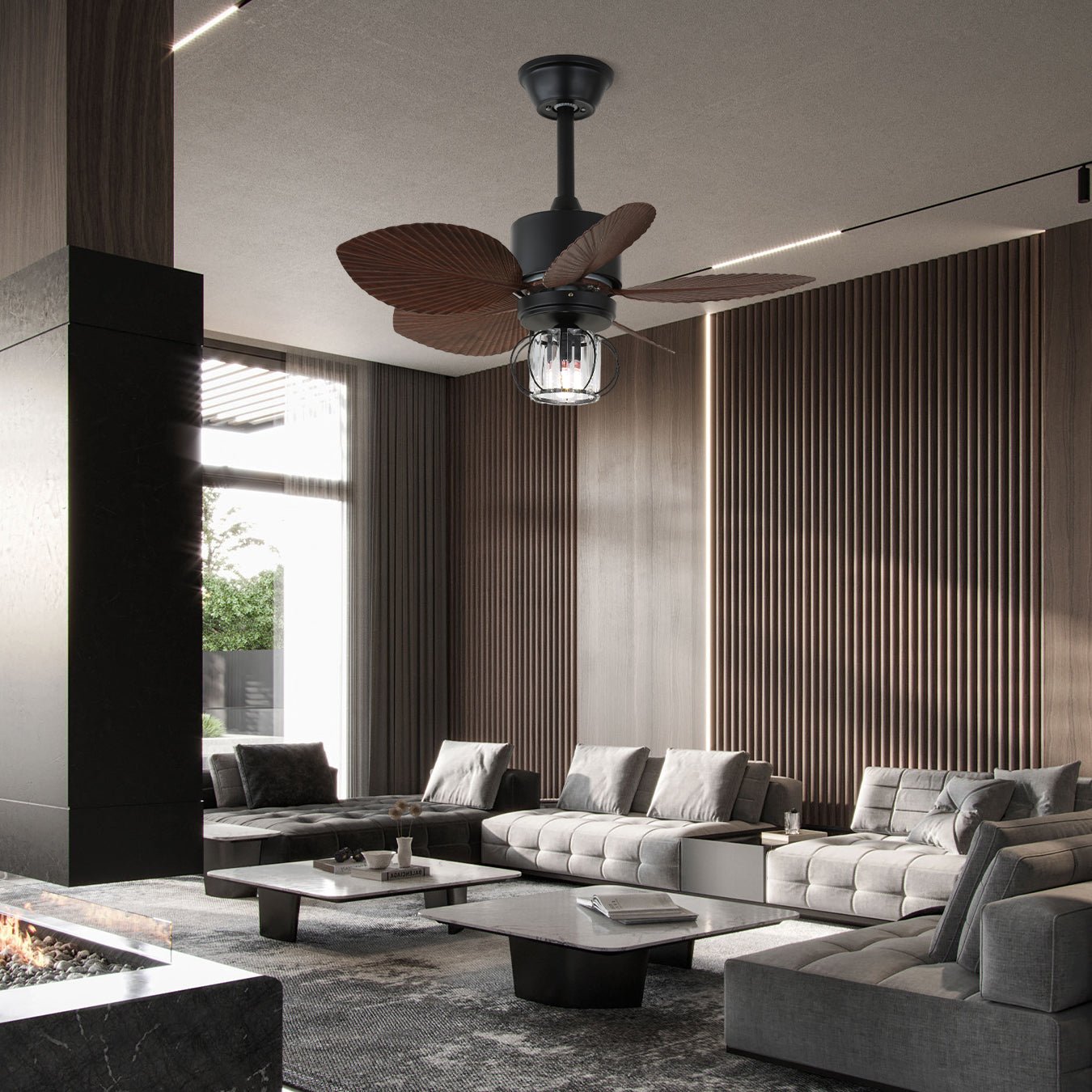 Industrial Ceiling Fan Caden with Lighting | 6 Speeds | Remote Control | Ø76 cm - Lamylie