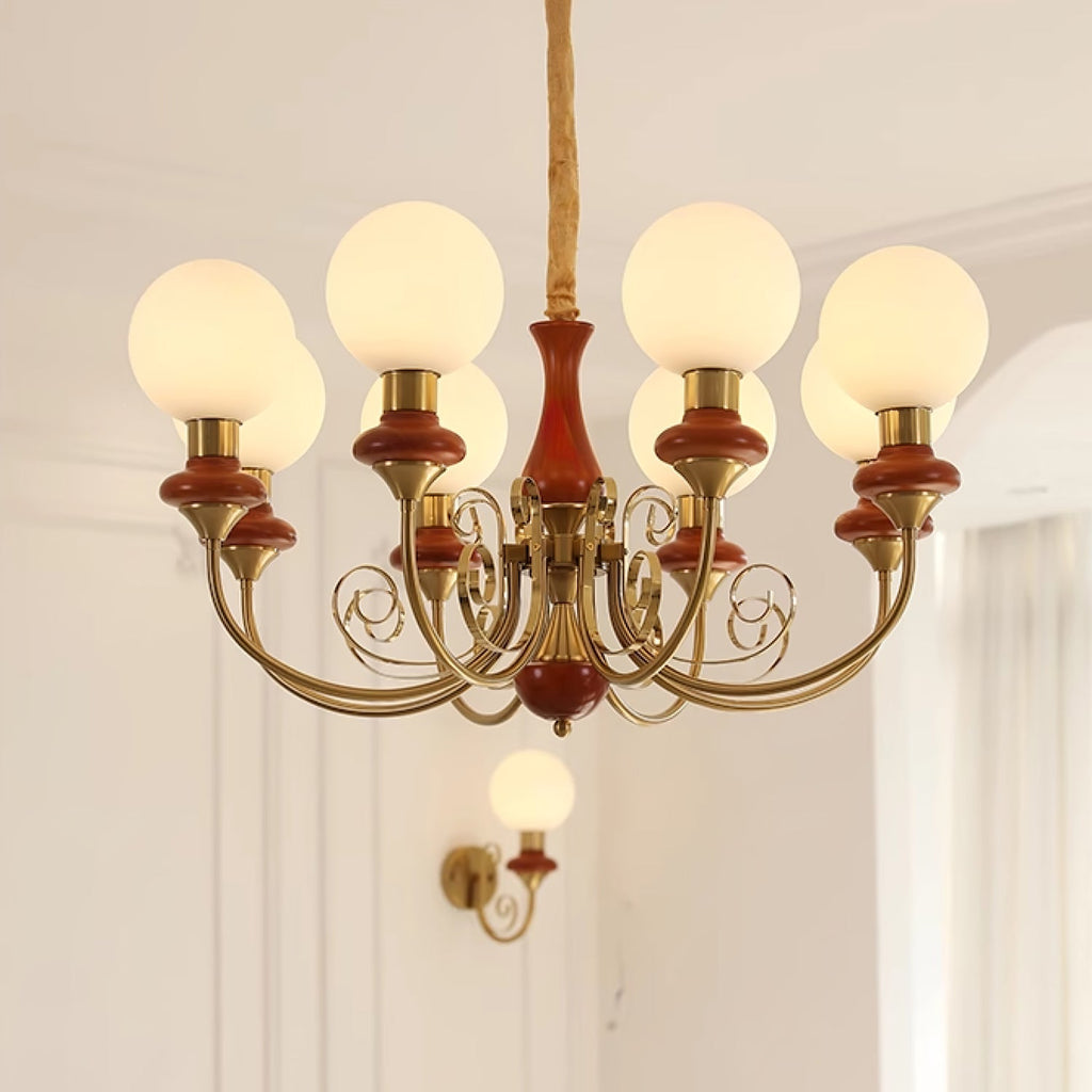 Chandelier with Green Glass Shades and Gold or Black Finish | Luxury Pendant Lamp in 3, 5 or 8 Light Points - Lamylie