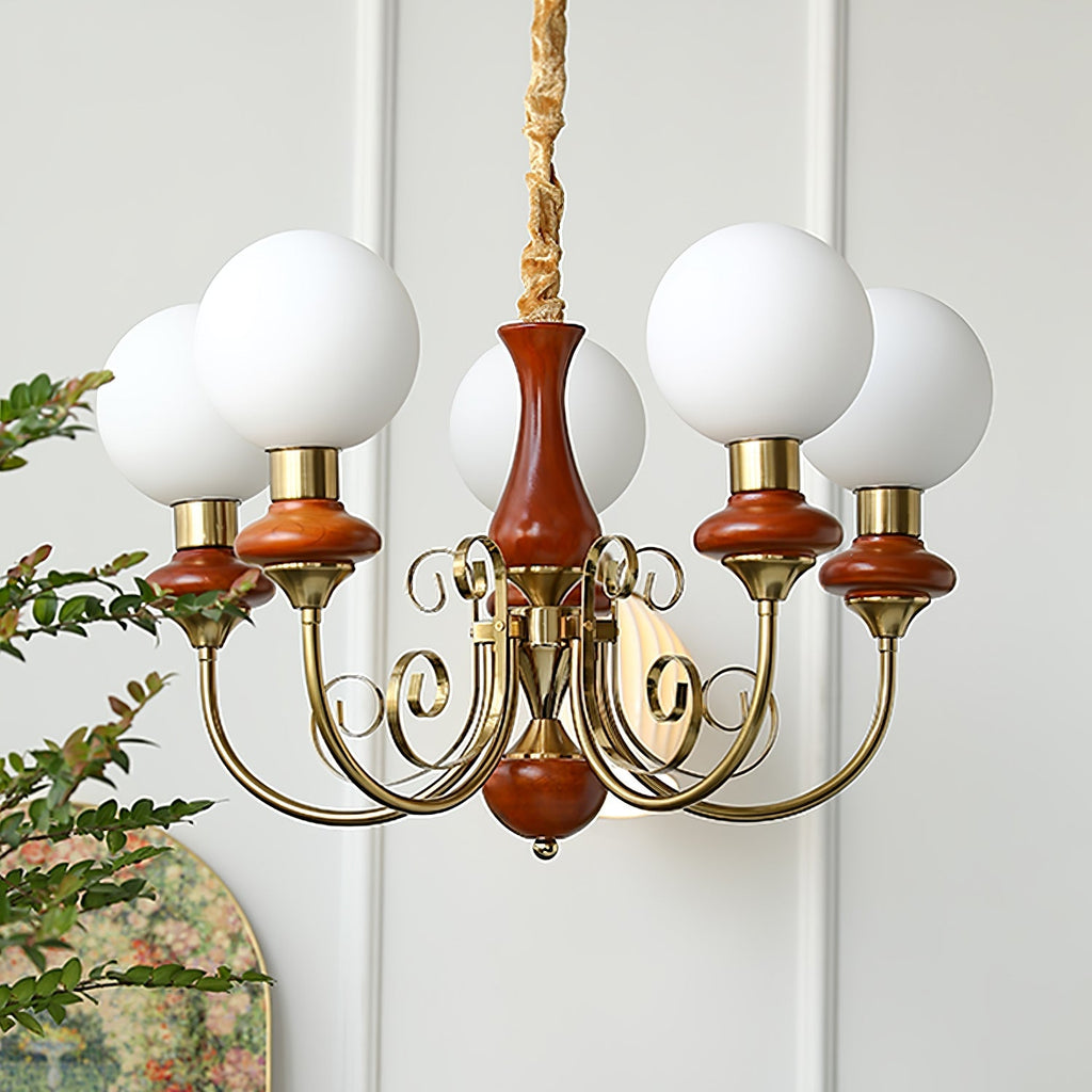 Chandelier with Green Glass Shades and Gold or Black Finish | Luxury Pendant Lamp in 3, 5 or 8 Light Points - Lamylie